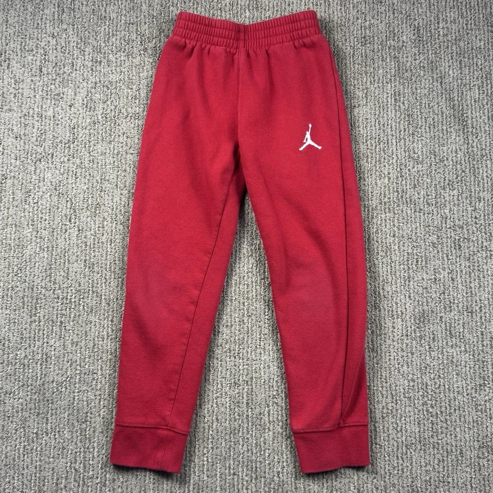 Nike Air Jordan Youth 6-7 Yrs Brooklyn Fleece Hoodie Jogger Sweatpants Set Red